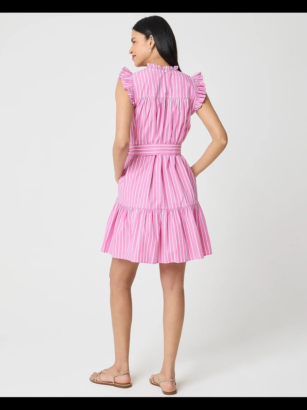 NEW Adorable J Crew Pink Striped Sleeveless Tie-Waist Dress - Picture 3 of 4